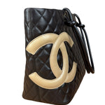 Chanel Brown Quilted Leather Cambon Ligne Shoulder Tote 2004
