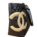 Chanel Brown Quilted Leather Cambon Ligne Shoulder Tote 2004