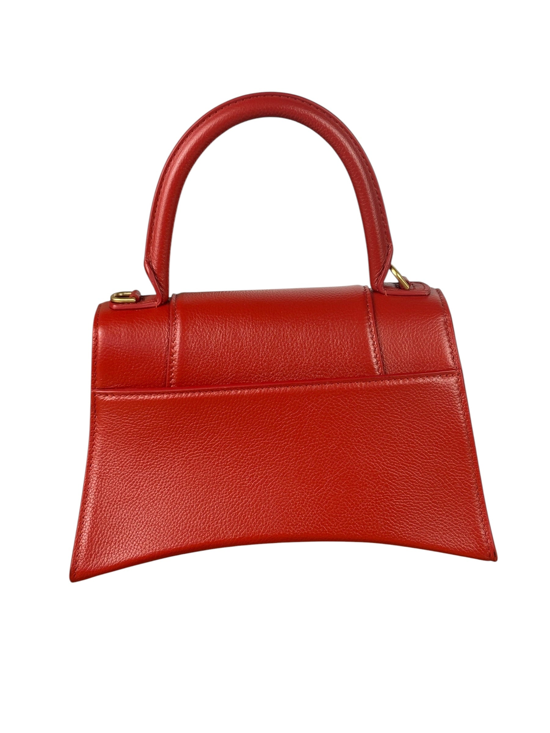 Balenciaga Red Leather Hourglass Small Two-Way Bag