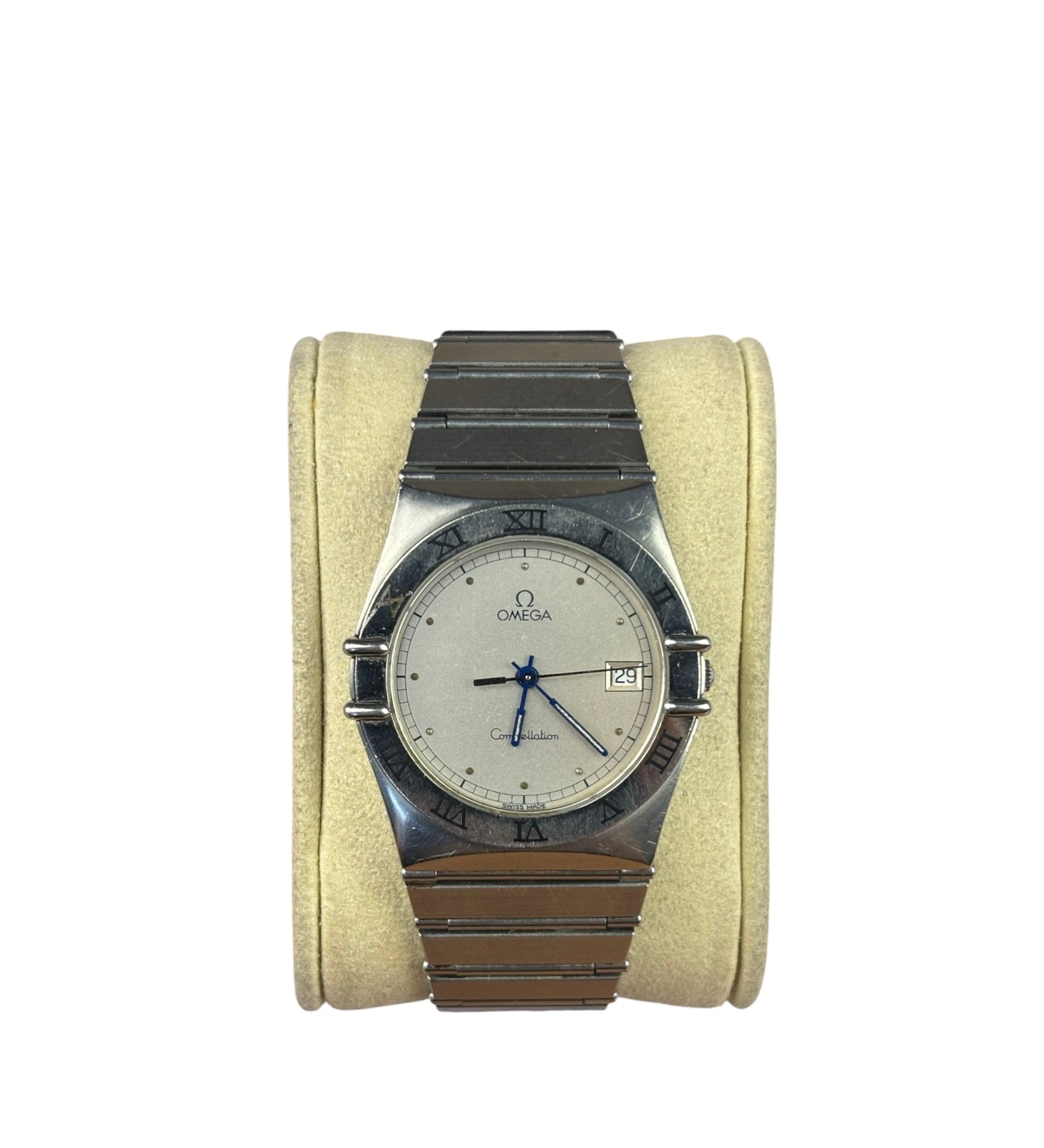 Omega Constellation White Dial Blue Hands