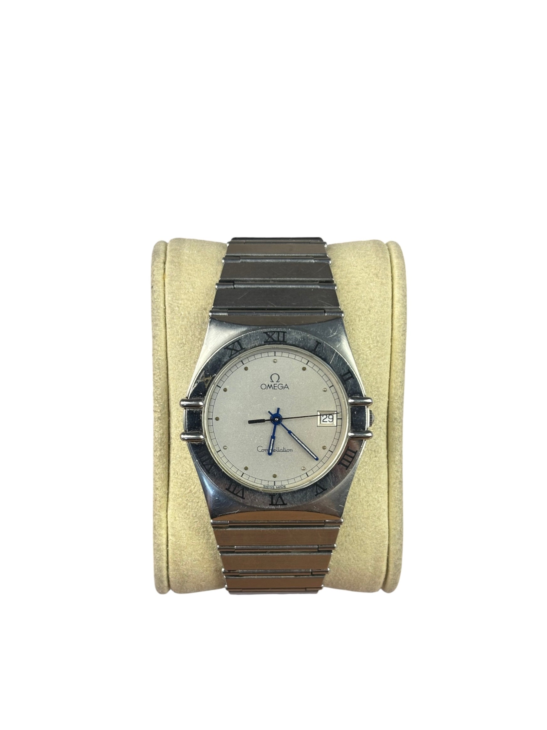 Omega Constellation White Dial Blue Hands