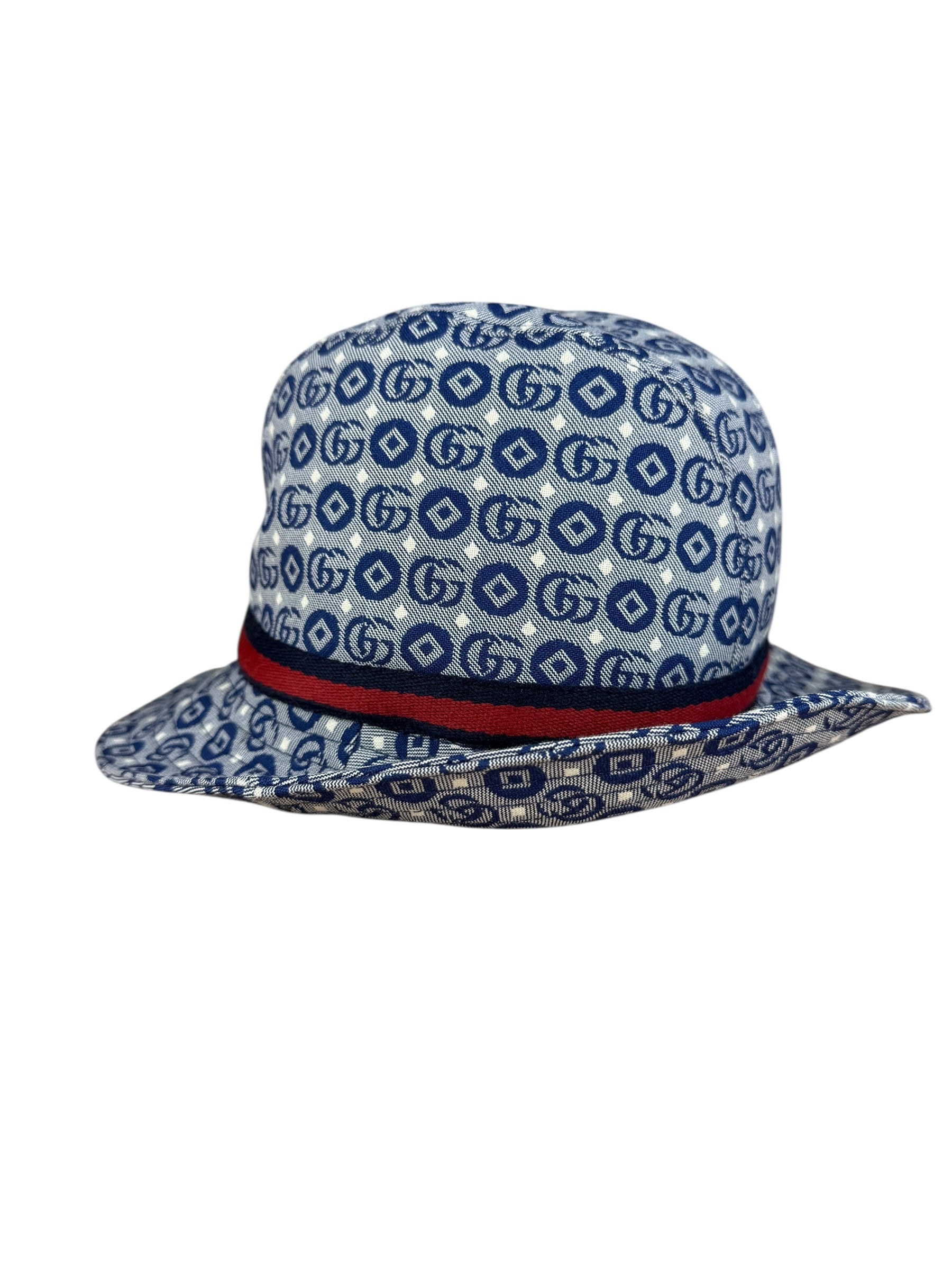 Gucci GG Logo Blue Denim Bucket Hat