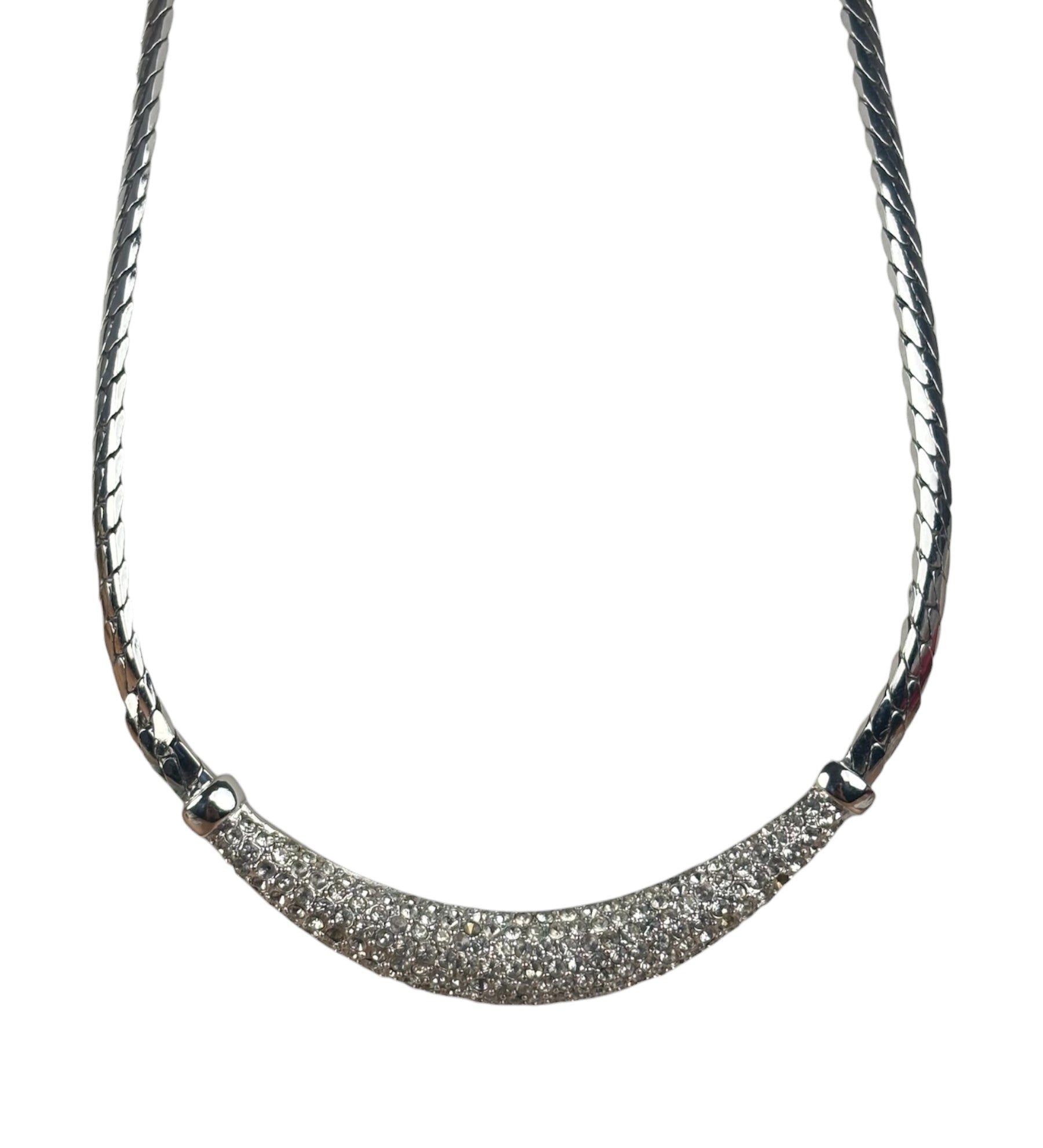 Christian Dior Vintage Rhinestone Crescent Smile Necklace