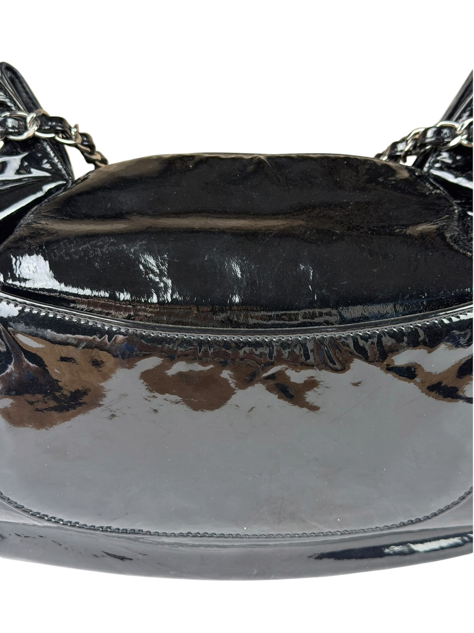 Chanel Black Patent Leather Camellia Petals Shoulder Bag 2010