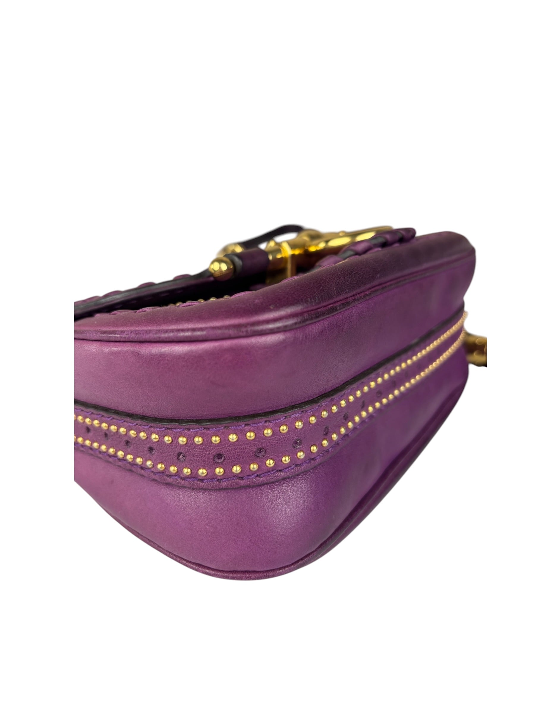 Gucci Vintage Purple Leather Small Snaffle Bit Shoulder Bag