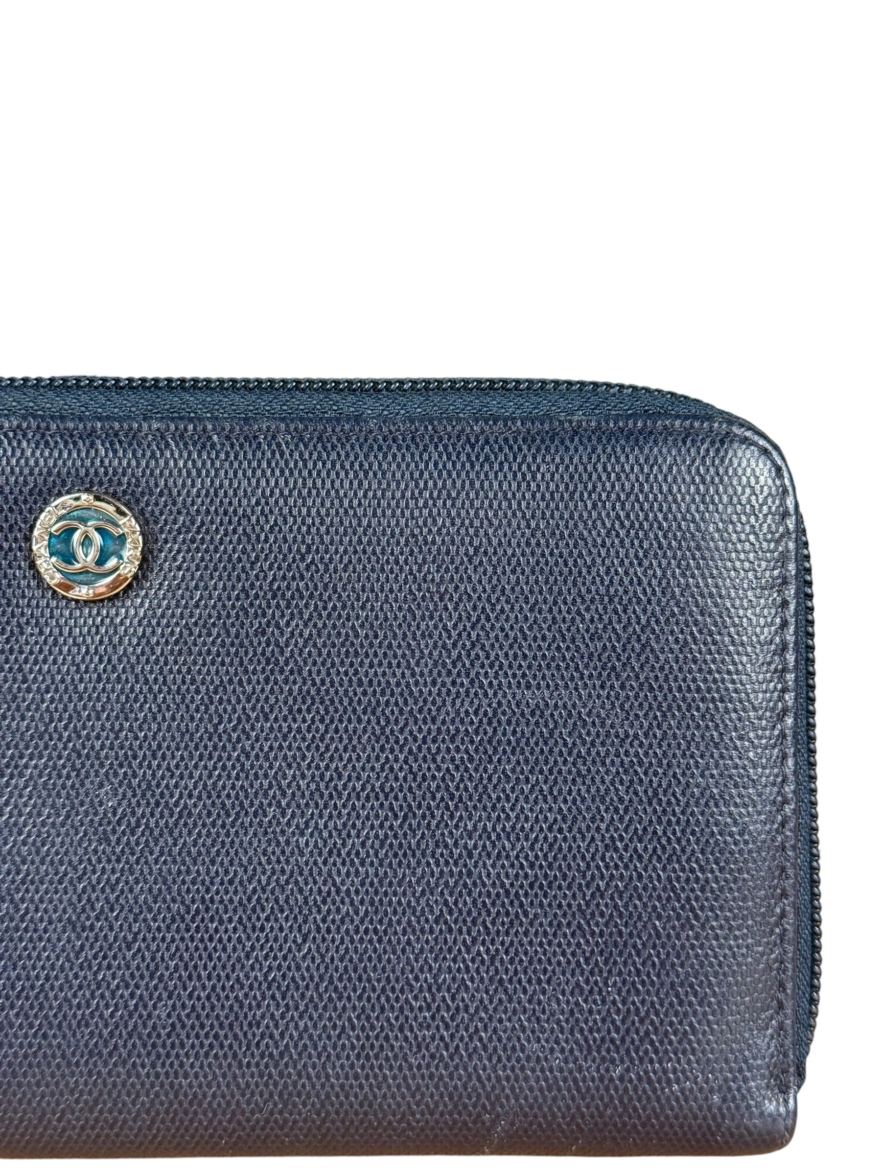 Chanel Navy Blue Long Zip Wallet