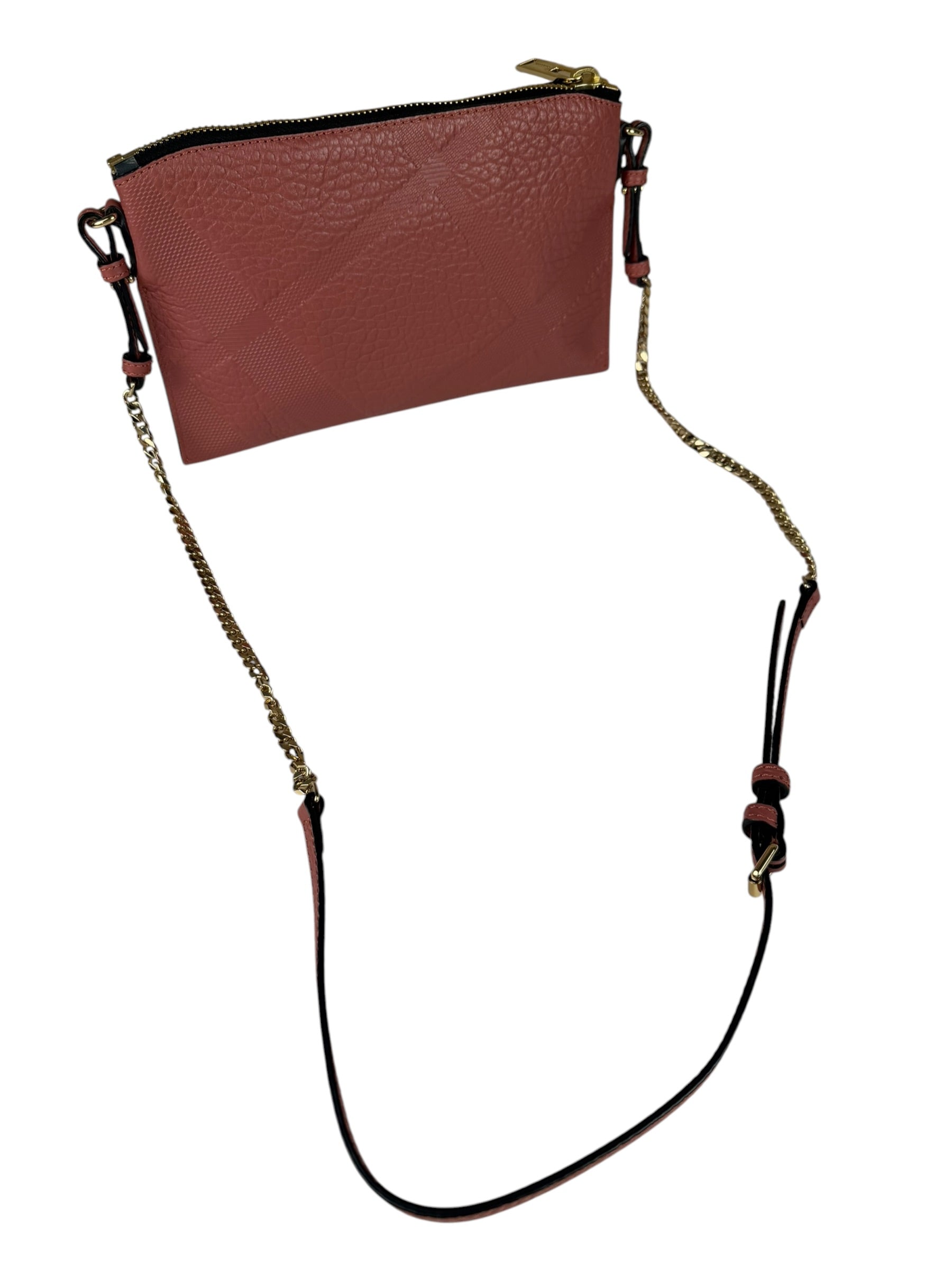 Burberry Pale Orchid Pink Leather Check-Embossed Peyton Crossbody
