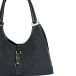 Gucci Black Leather Trim GG Bardot Jackie Medium Hobo Bag