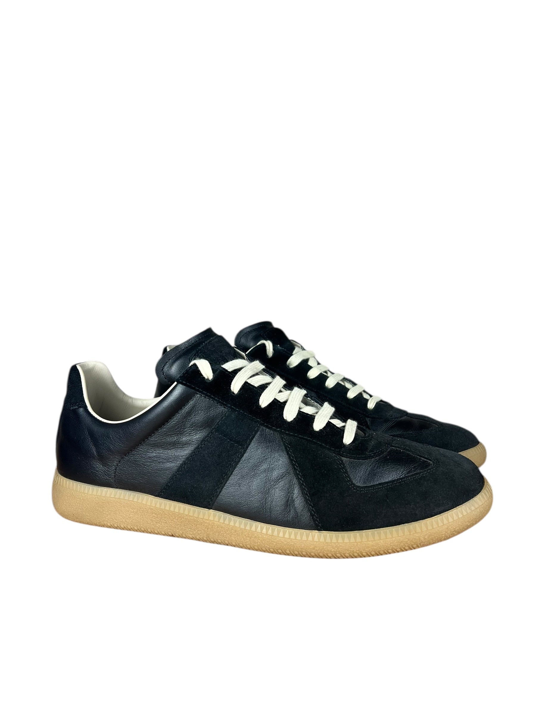 Maison Margiela Replica Leather and Suede Sneaker Black