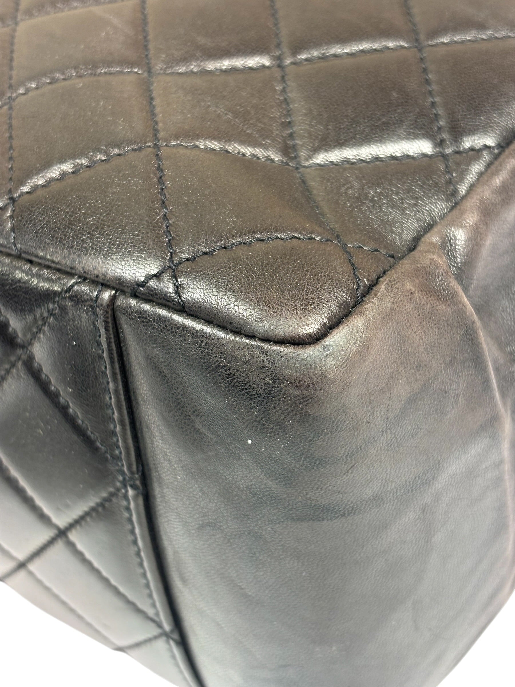 Chanel Black Quilted Lambskin CC Timeless Shopping Tote Late 90s