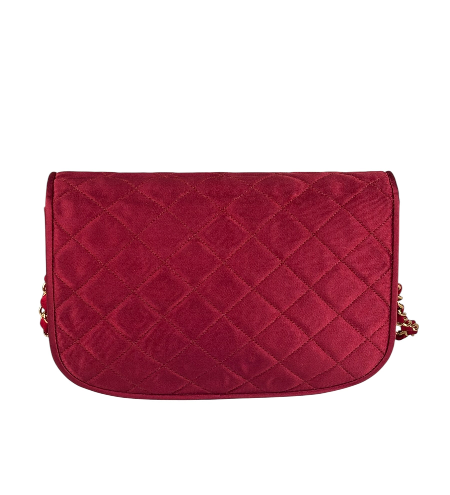 Chanel Vintage Two Tone Red Satin Flap 1989