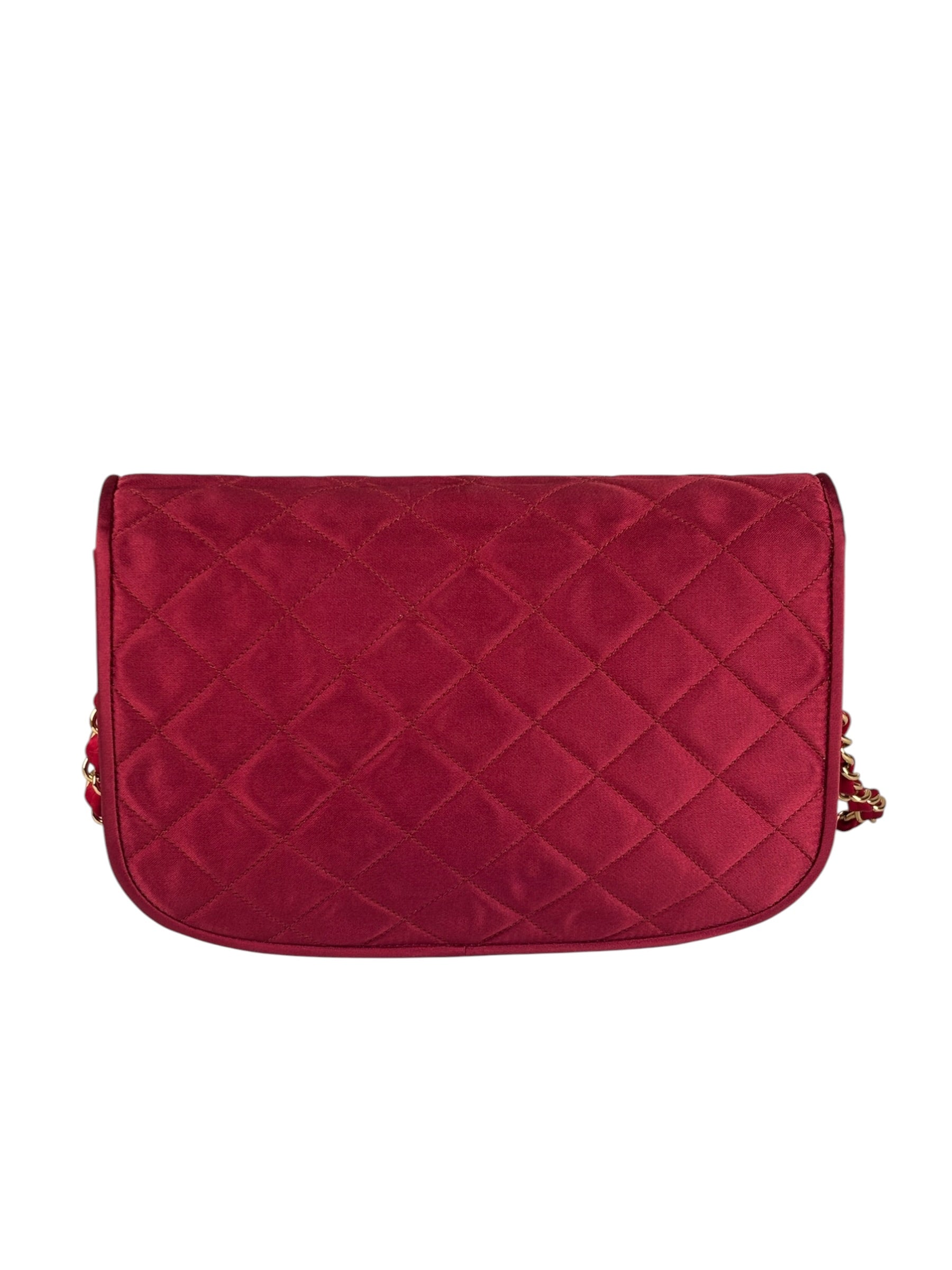 Chanel Vintage Two Tone Red Satin Flap 1989