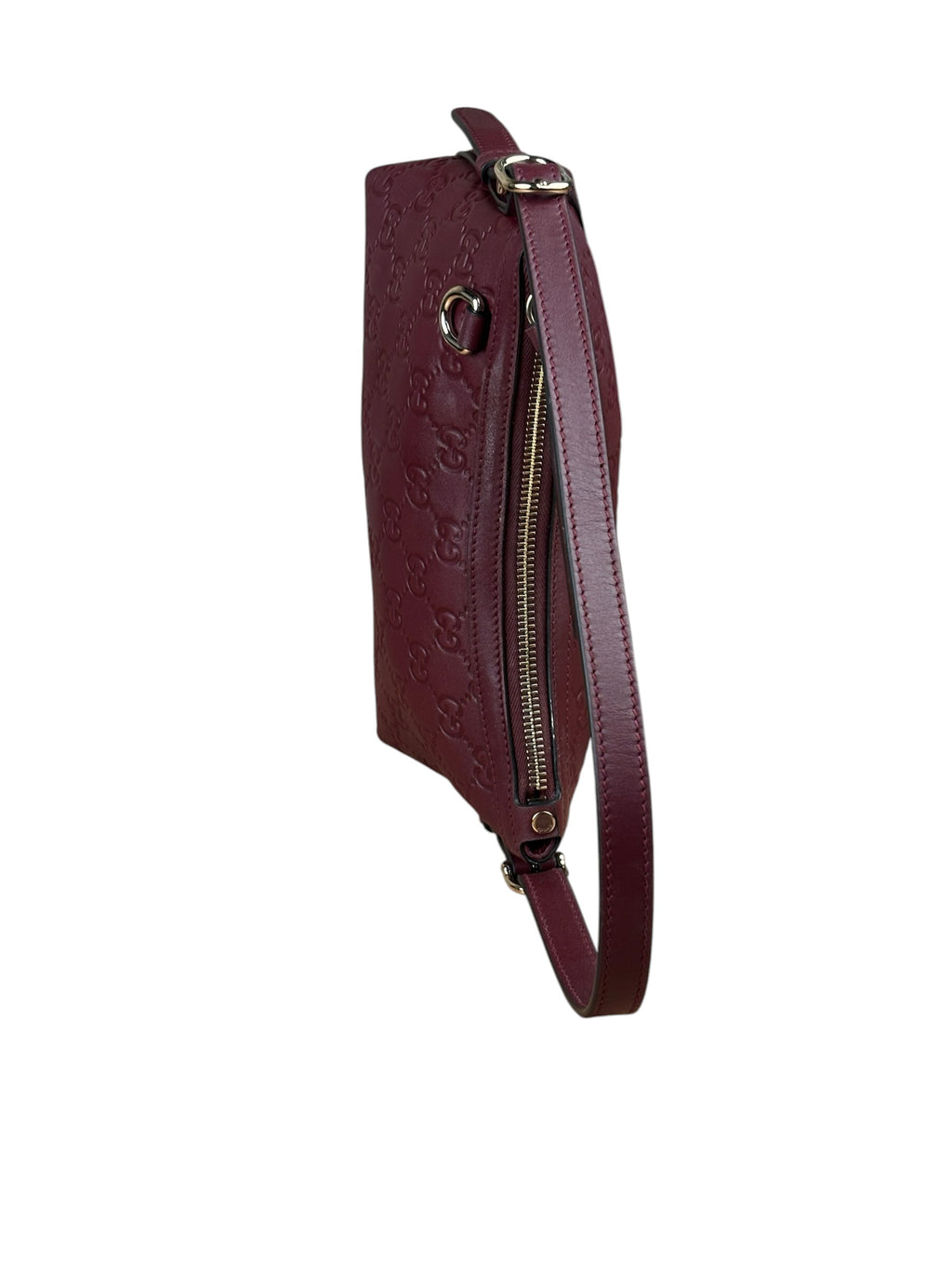 Gucci GG Emblem Red Leather Shoulder Bag