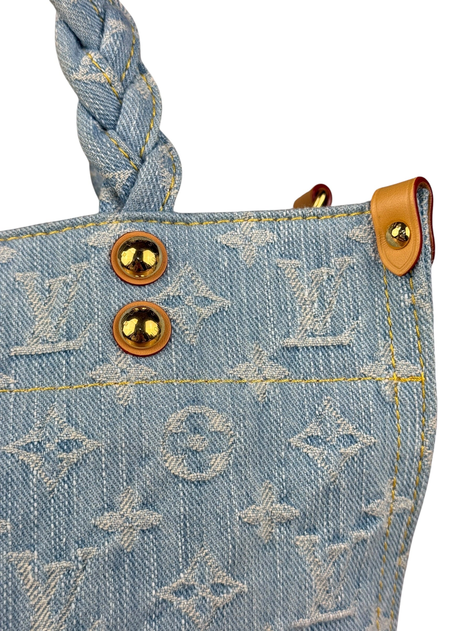 Louis Vuitton Monogram Denim Let Go PM 2Way Tote Handbag
