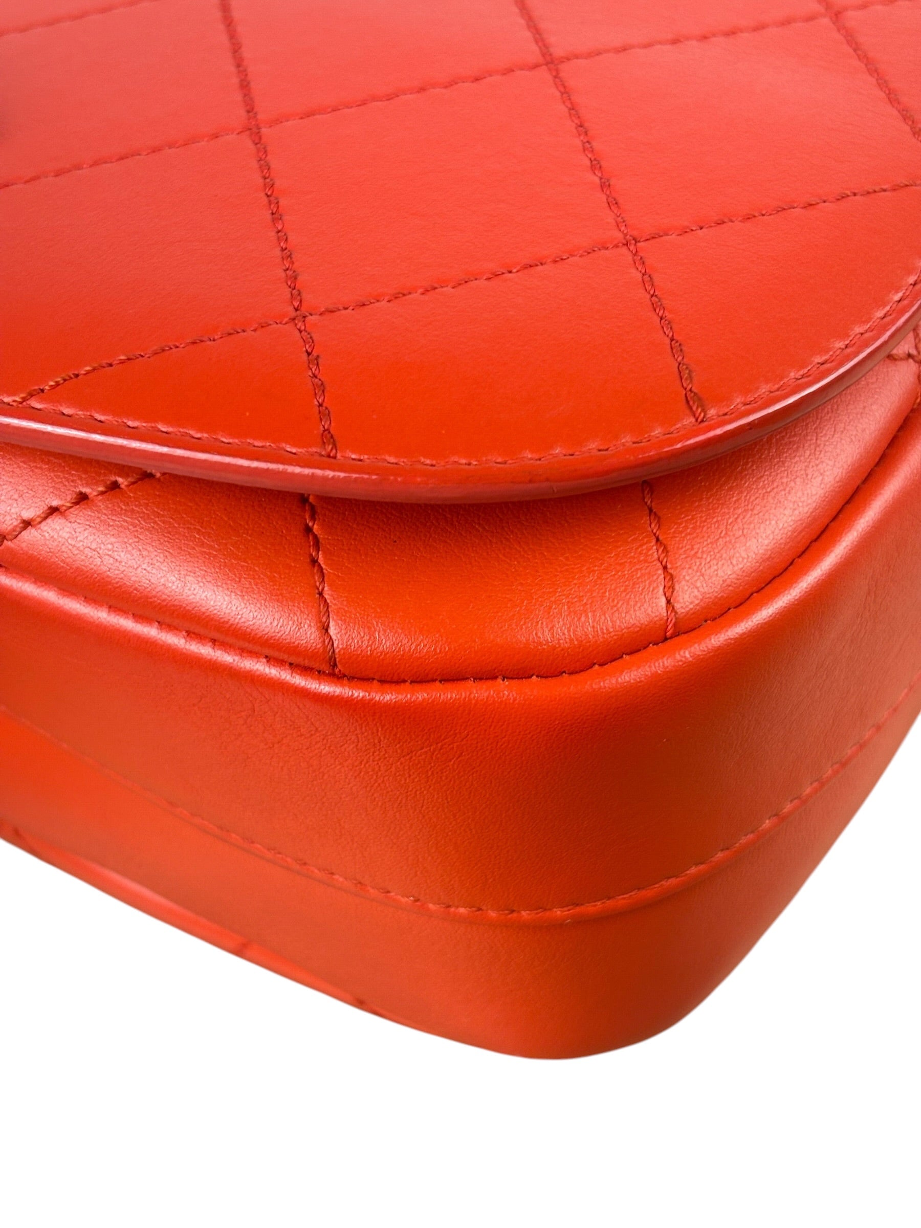 Chanel Red Quilted Calfskin Small Ring My Flap Crossbody Bag 2017