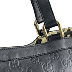 Gucci Black Leather GG Supreme D-Ring Abbey Tote