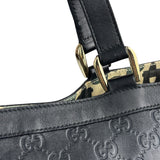 Gucci Black Leather GG Supreme D-Ring Abbey Tote