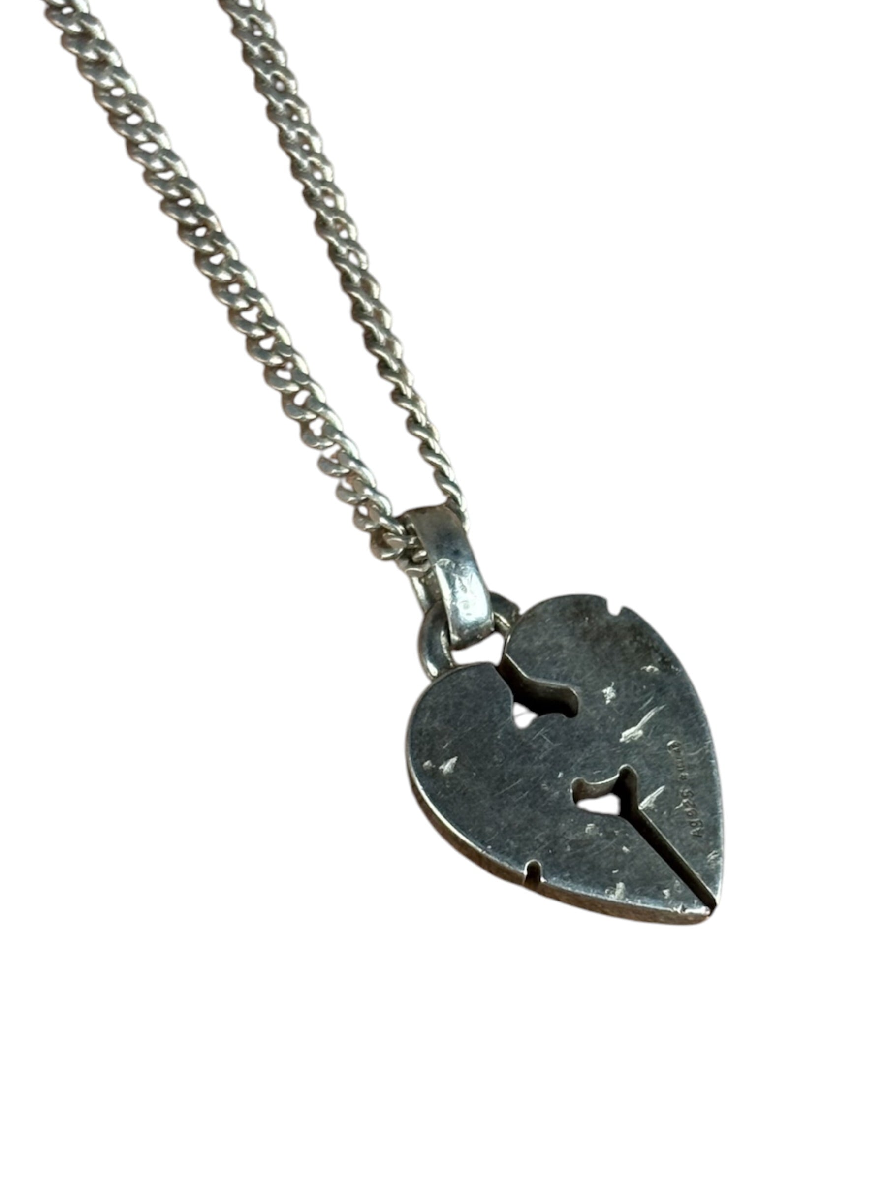 Gucci Vintage Silver Broken Heart Necklace