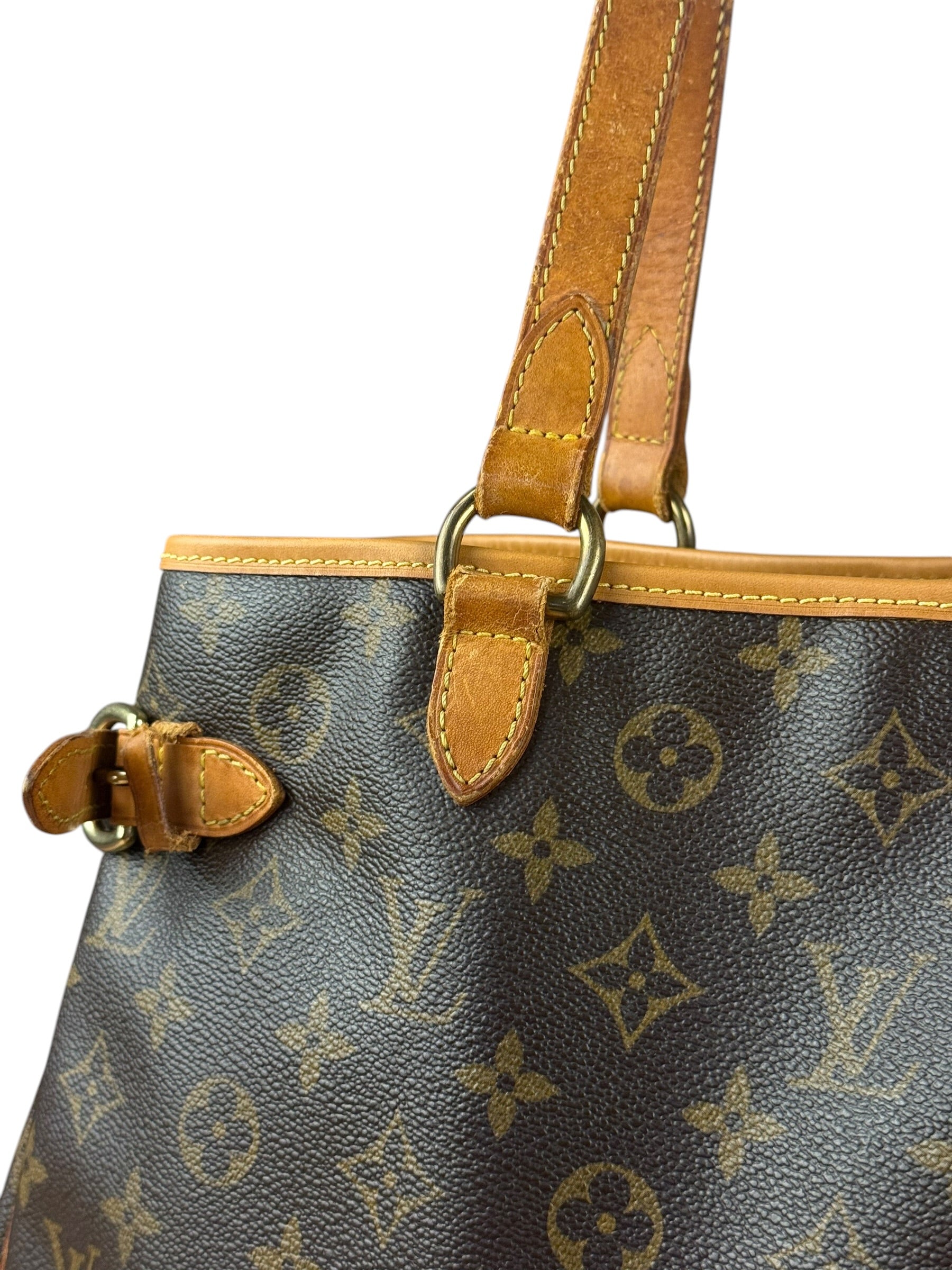Louis Vuitton Leather Batignolles Horizontal Canvas Monogram Tote Bag