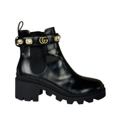 Gucci Black Kingsnake Leather Chelsea Ankle Boots