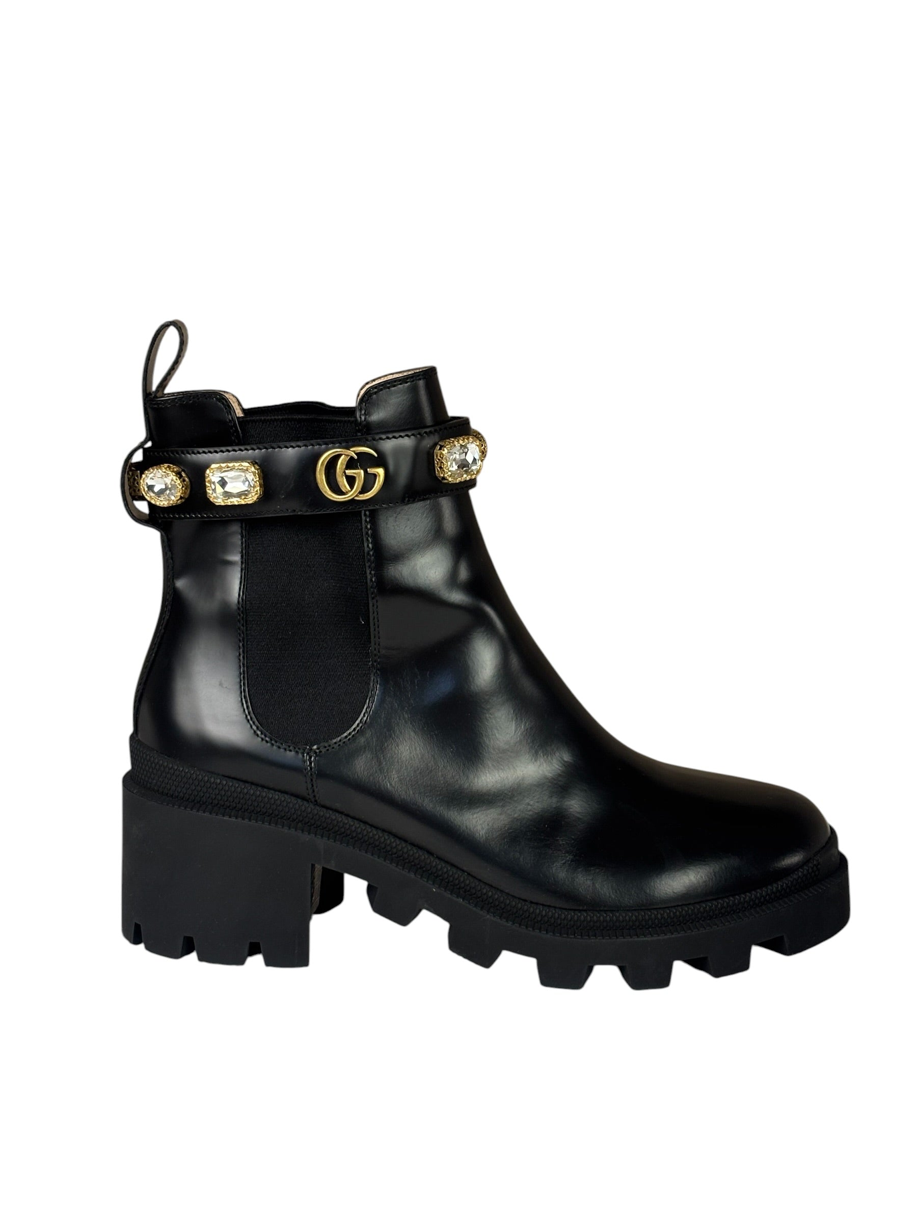 Gucci Black Kingsnake Leather Chelsea Ankle Boots