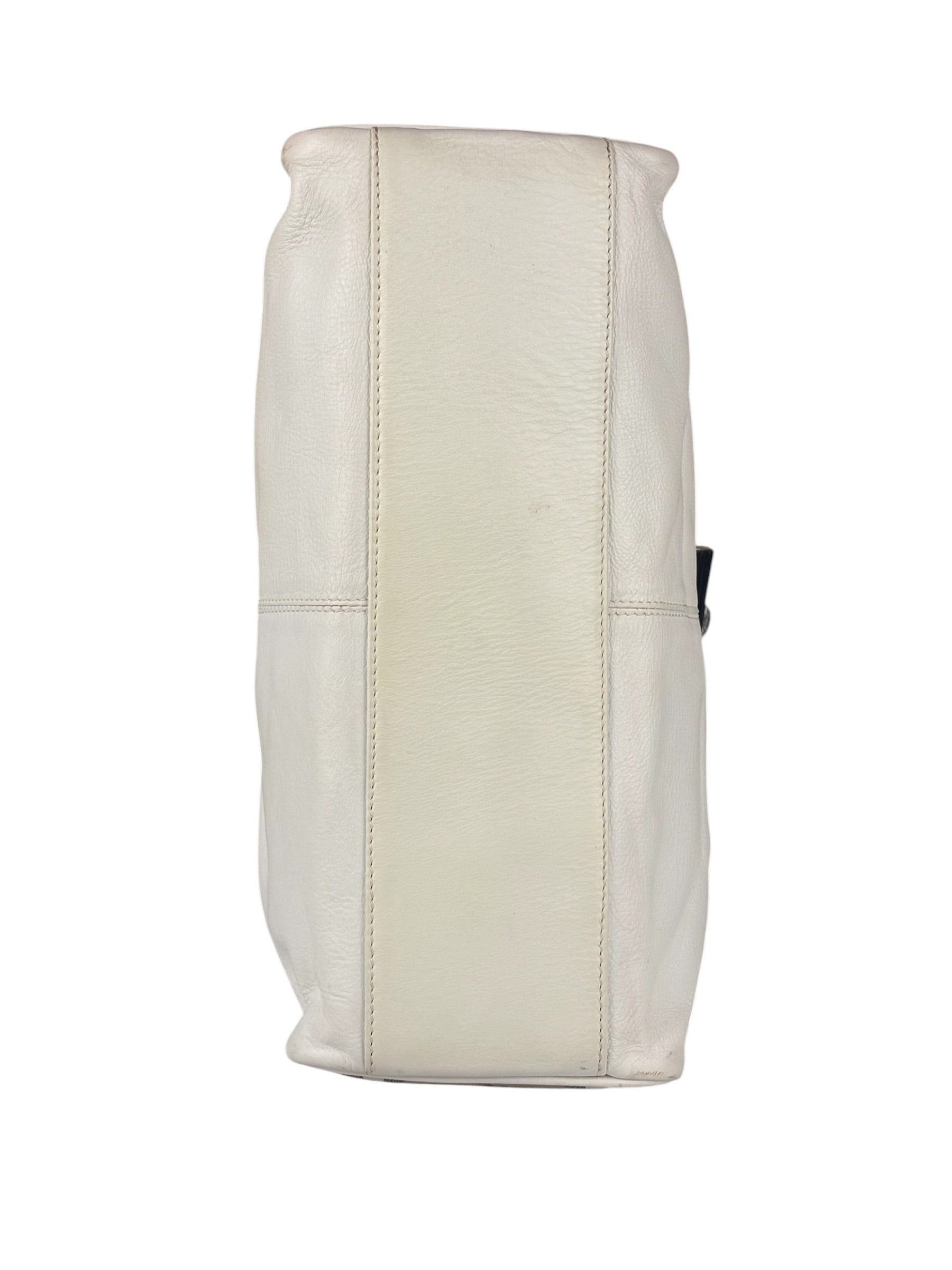 Burberry White Leather Bamboo Cinch Tote