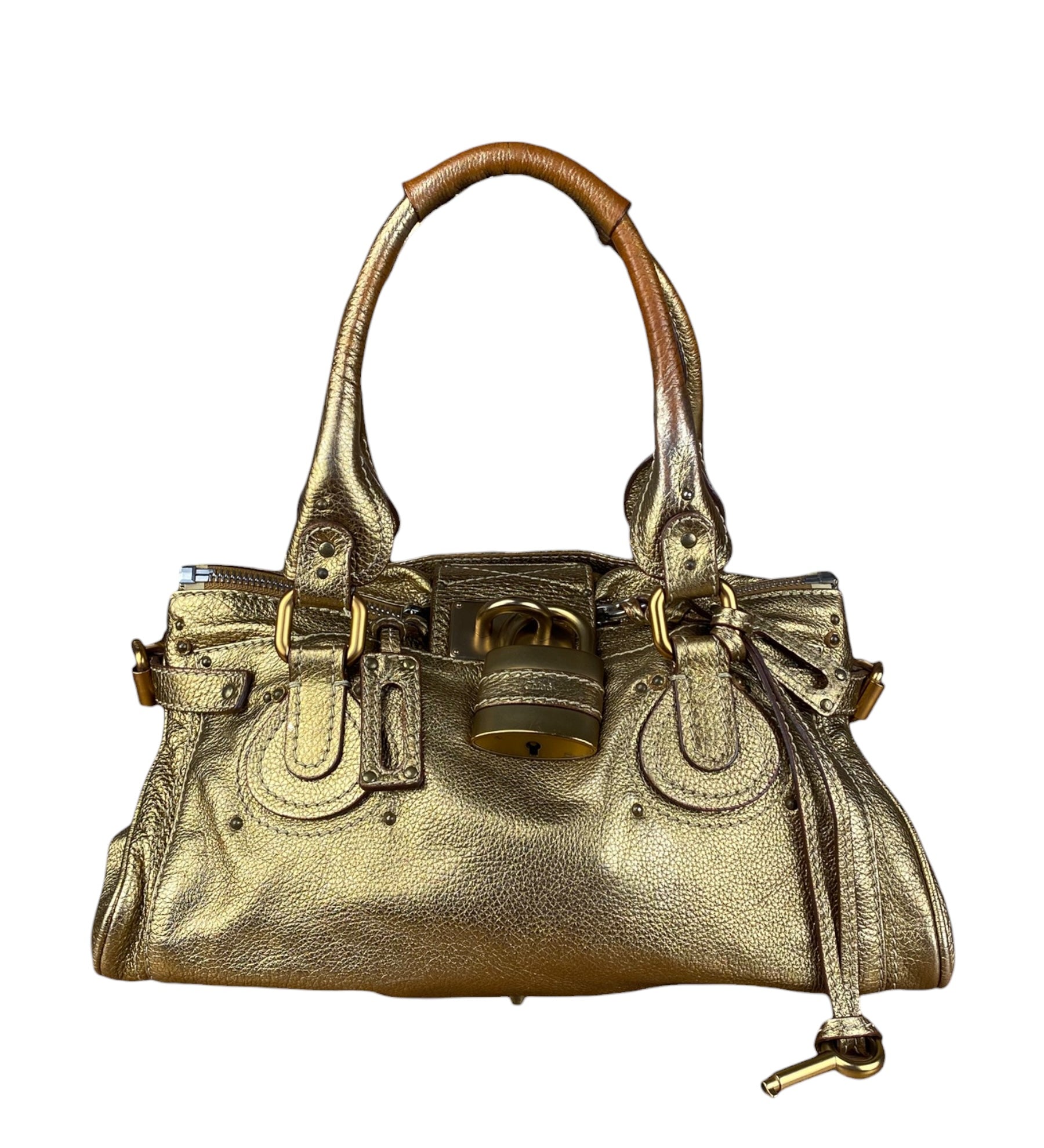 Chloé Vintage Gold Metallic Paddington Bag