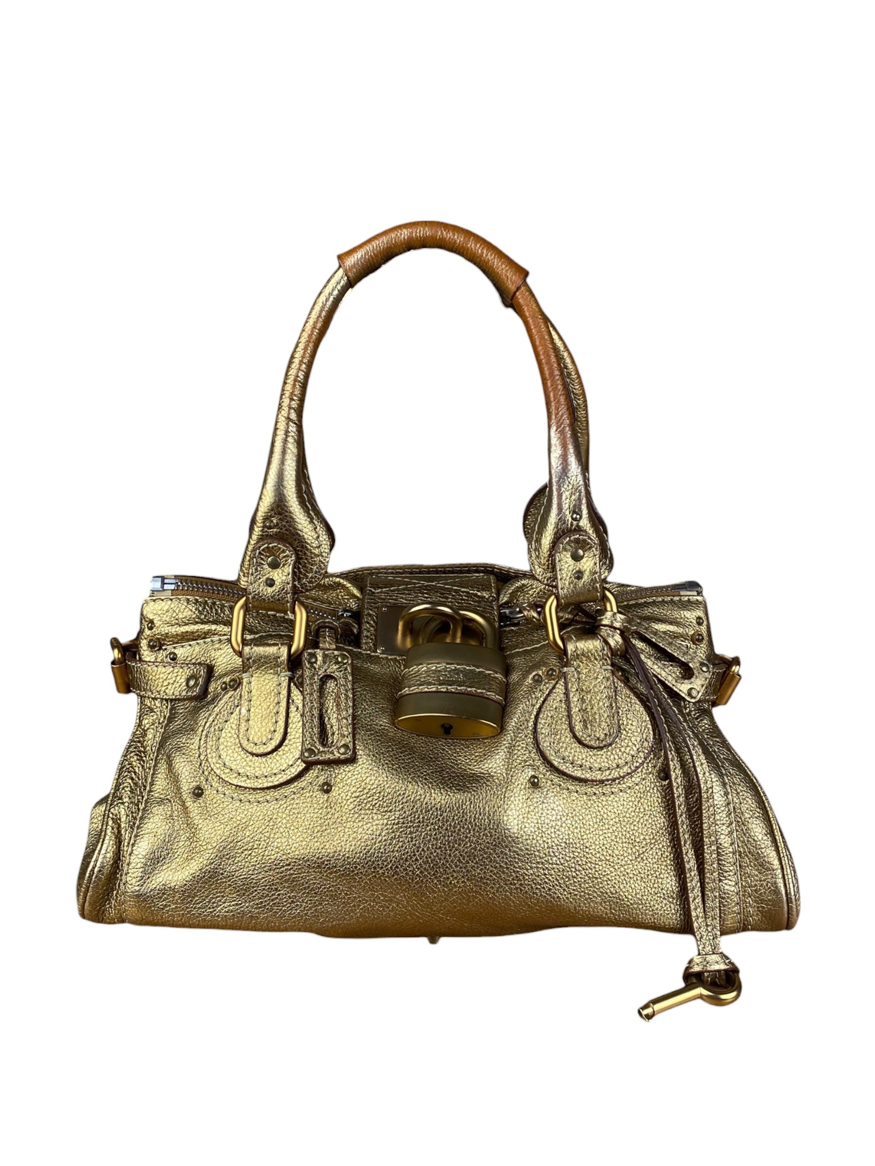 Chloé Vintage Gold Metallic Paddington Bag