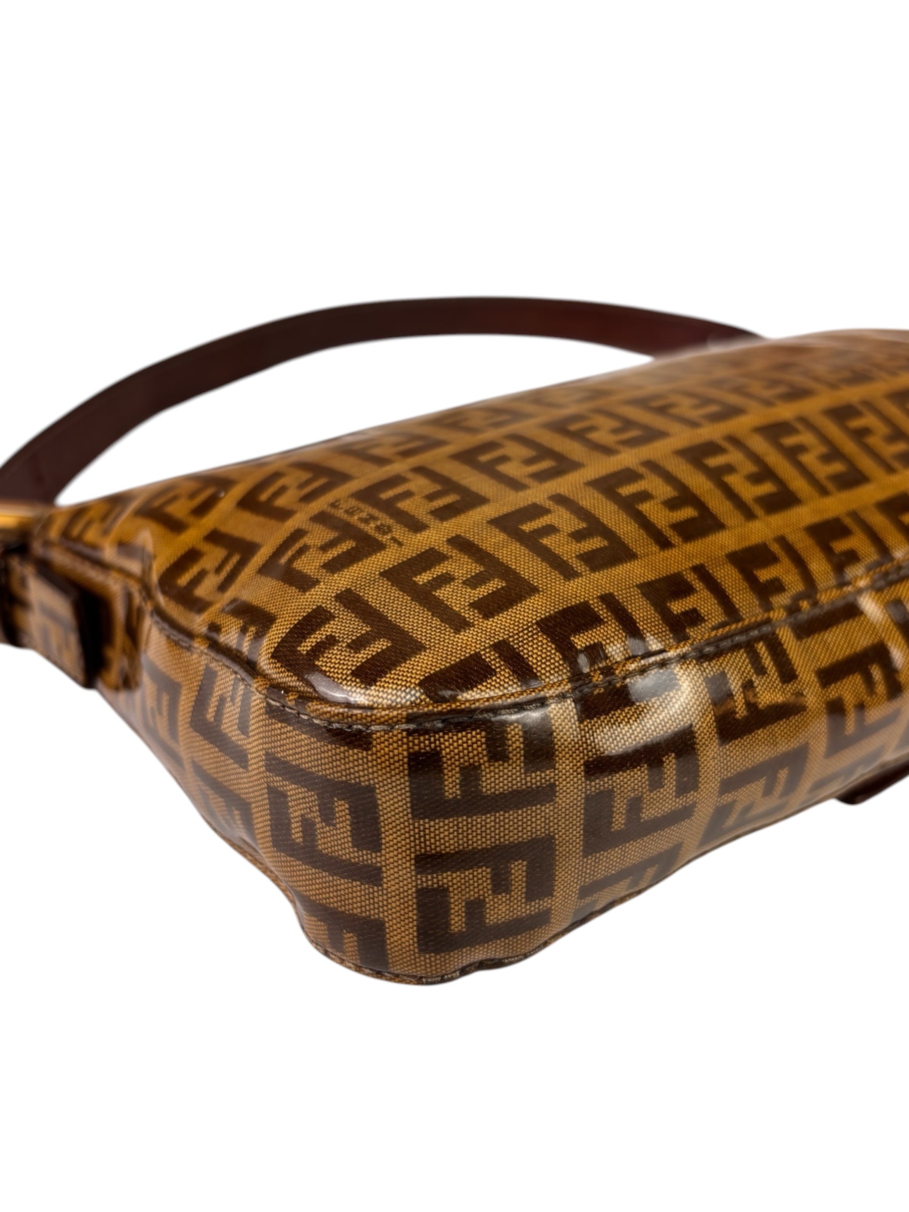 Fendi Brown PVC/Leather Trim Zucca Baguette