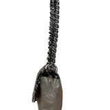 Chanel Taupe Leather Funny Tweed Fringe Flap Bag 2010
