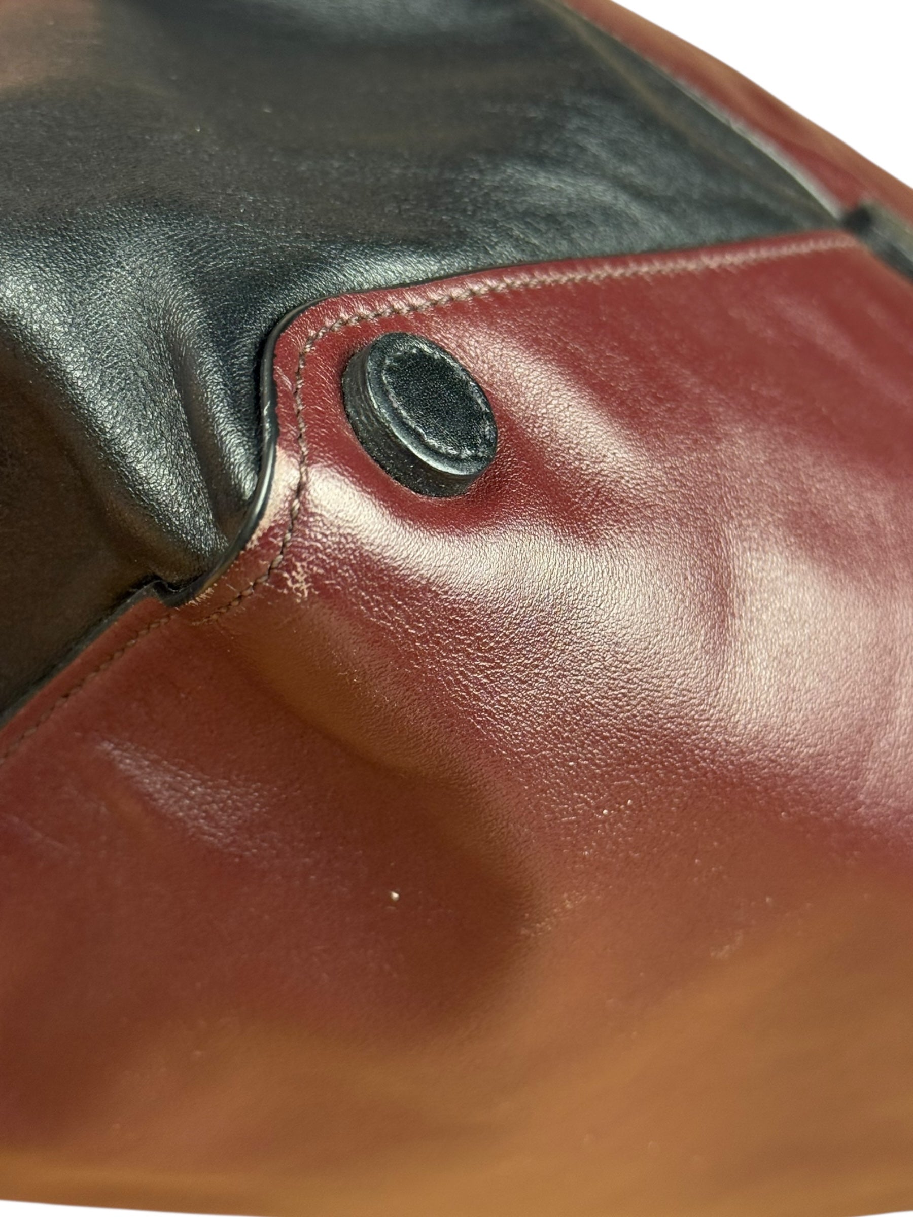 Prada Black/Burgundy Leather Shoulder Tote