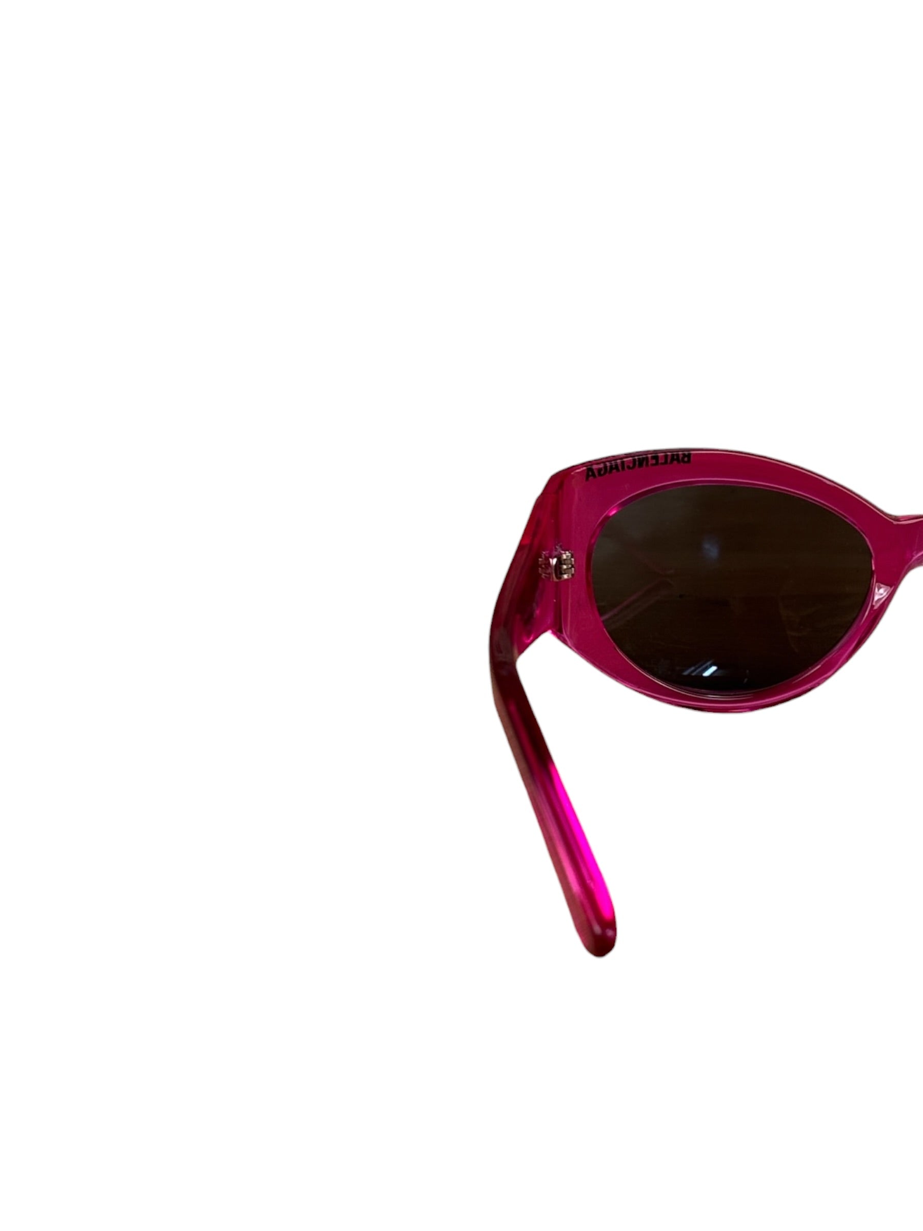 Balenciaga Shiny Transparent Fuchsia Round cat-Eye Sunglasses