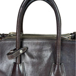 Prada Dark Brown Calf Leather Glace Twin-Pocket Tote