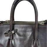 Prada Dark Brown Calf Leather Glace Twin-Pocket Tote