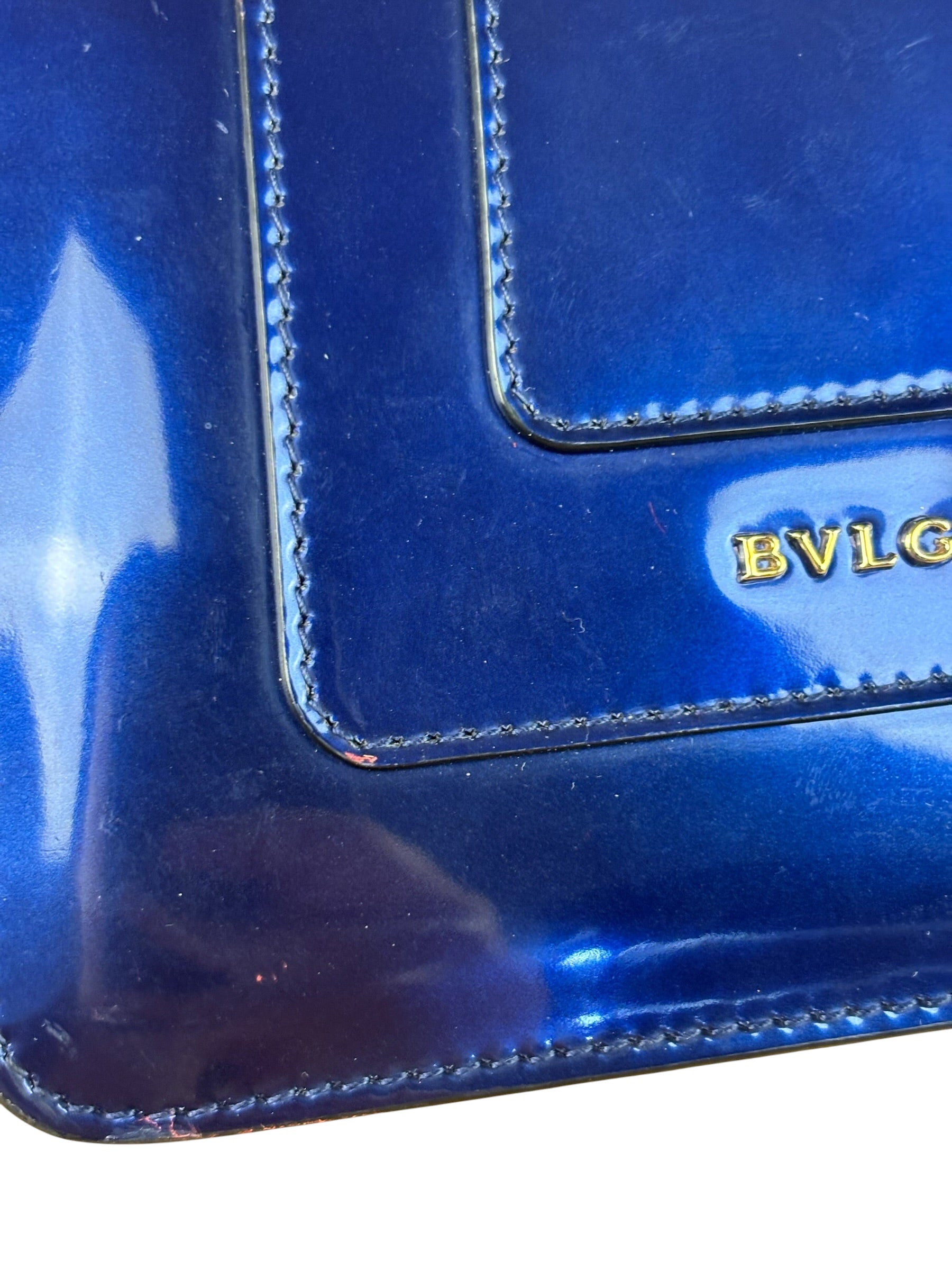Bvlgari Shiny Blue Patent Leather Serpenti Forever Two-Way Bag