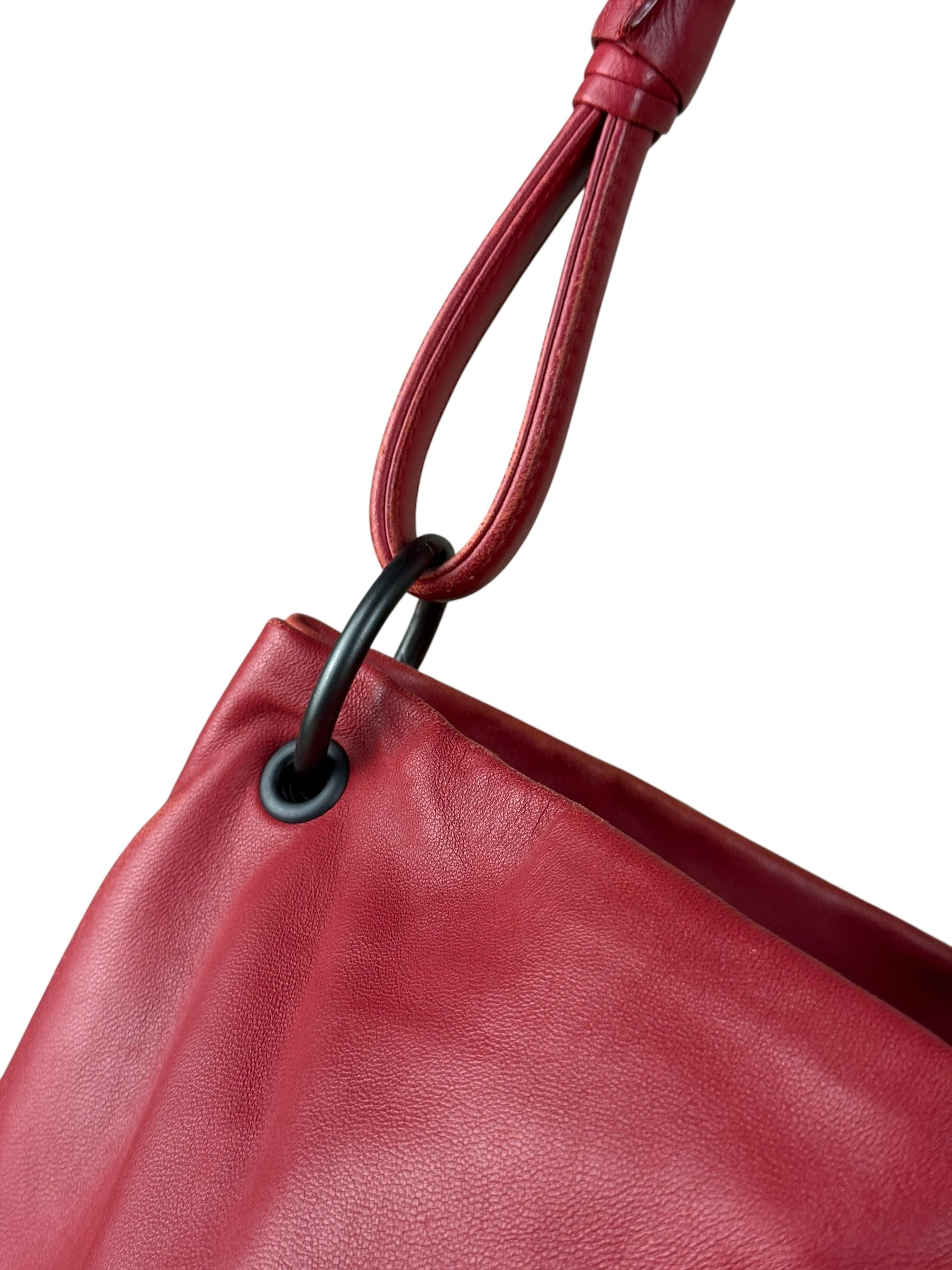 Bottega Veneta Vintage Red Hobo Aquilone Fortune Cookie Shoulder Bag