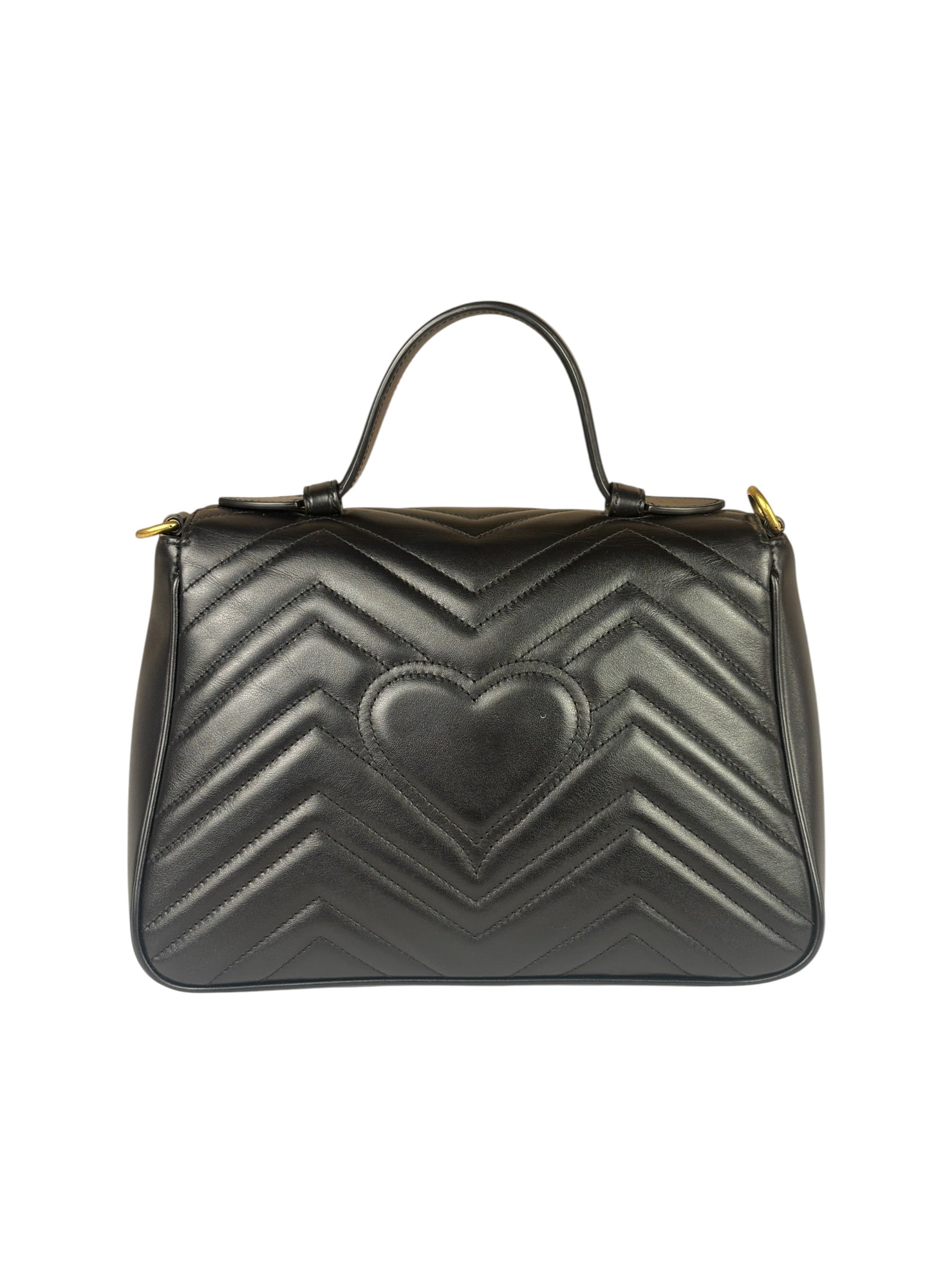 Gucci Black Leather Marmont Medium Shoulder Bag