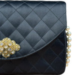 Chanel Black Quilted Satin Gripoix 1986