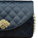 Chanel Black Quilted Satin Gripoix 1986