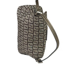 Fendi Brown/Metallic Gold Leather Trim Zucca Baguette