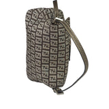 Fendi Brown/Metallic Gold Leather Trim Zucca Baguette