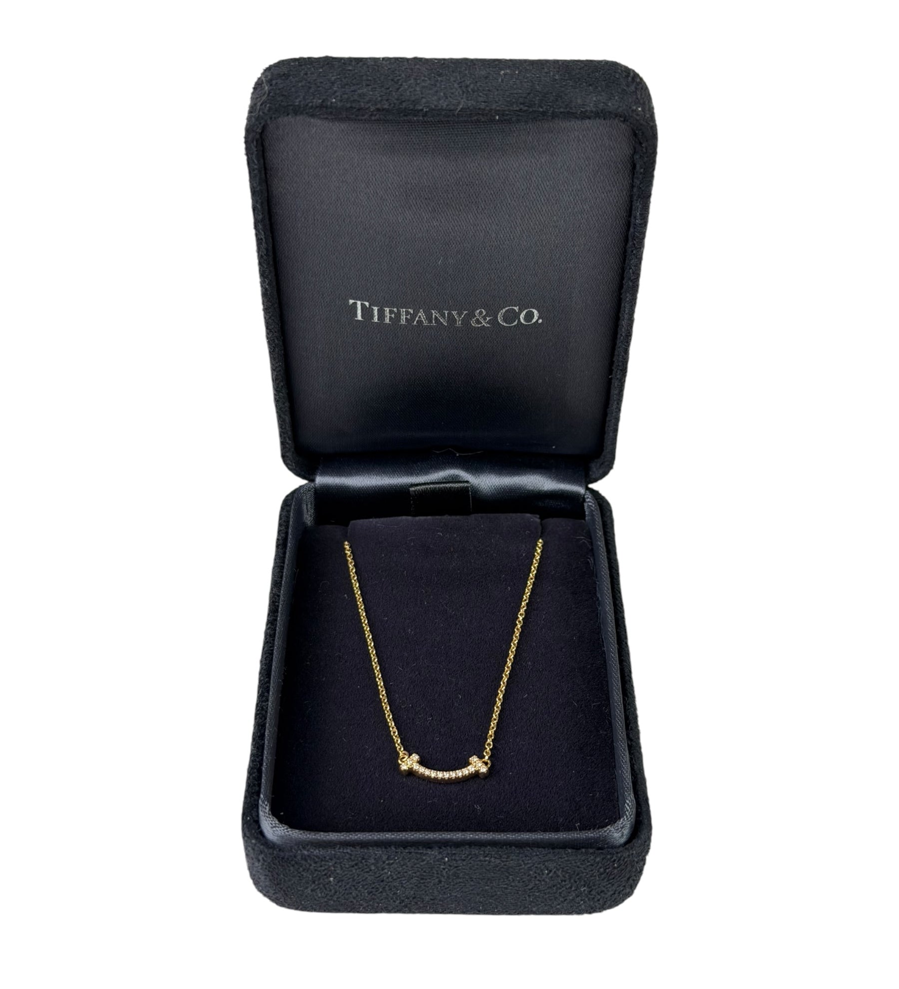 Tiffany & Co.T Smile Yellow Gold & Diamonds Pendant Necklace