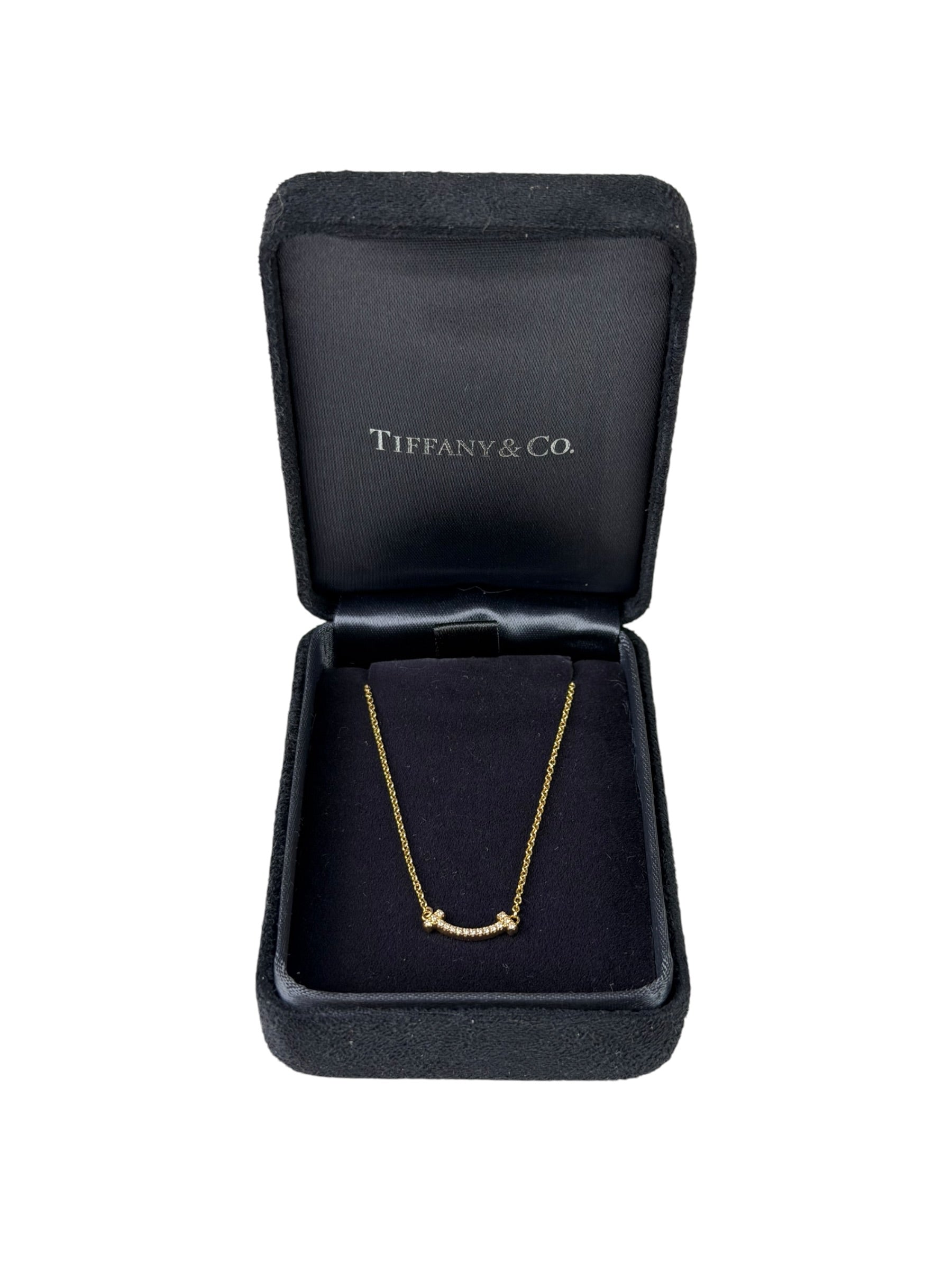 Tiffany & Co.T Smile Yellow Gold & Diamonds Pendant Necklace