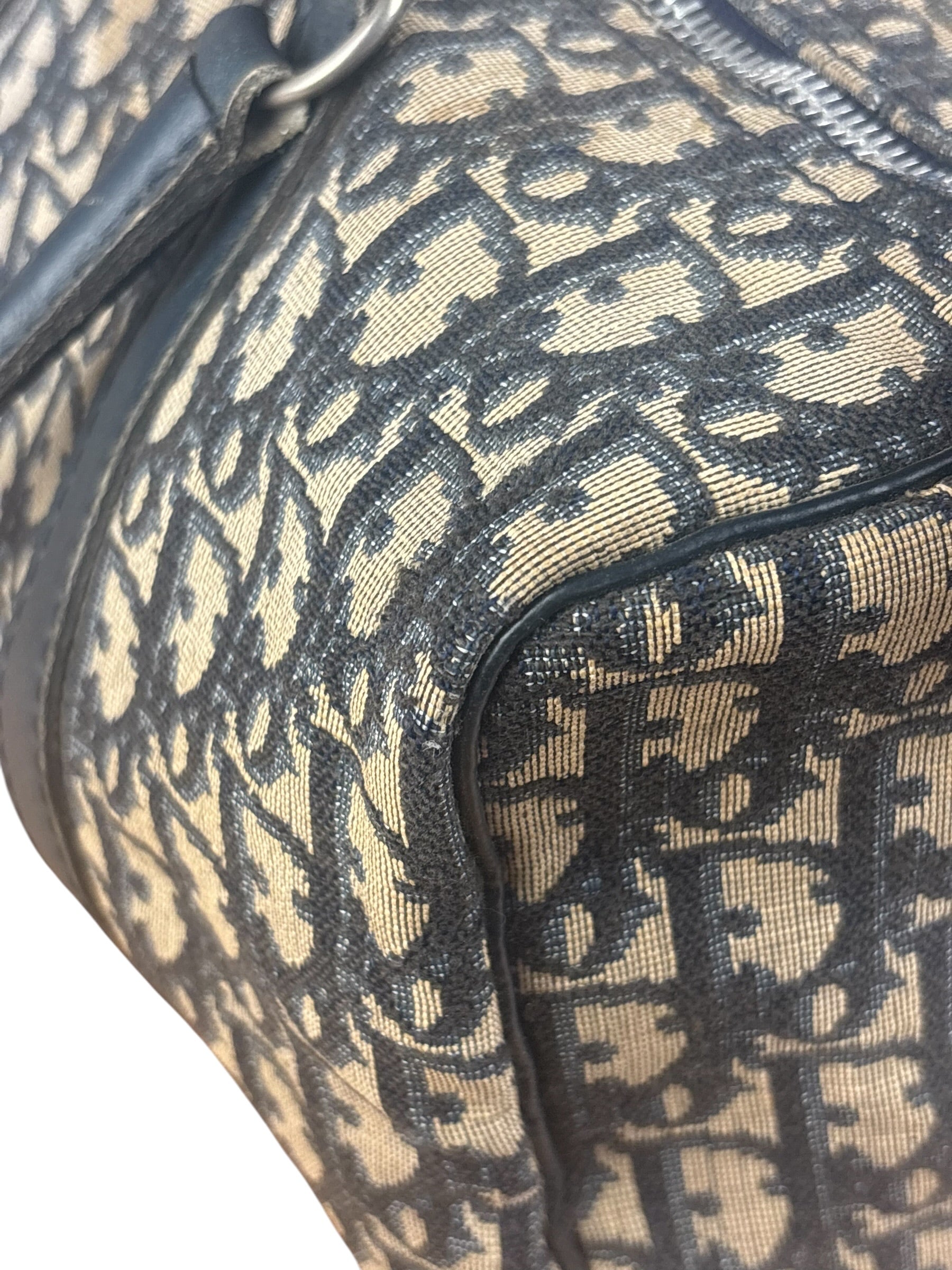 Christian Dior Vintage Navy Blue Trotter Oblique Bowling Boston Hand Bag