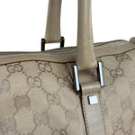 Gucci GG Beige Leather Trim Guccissima Small Boston Bag