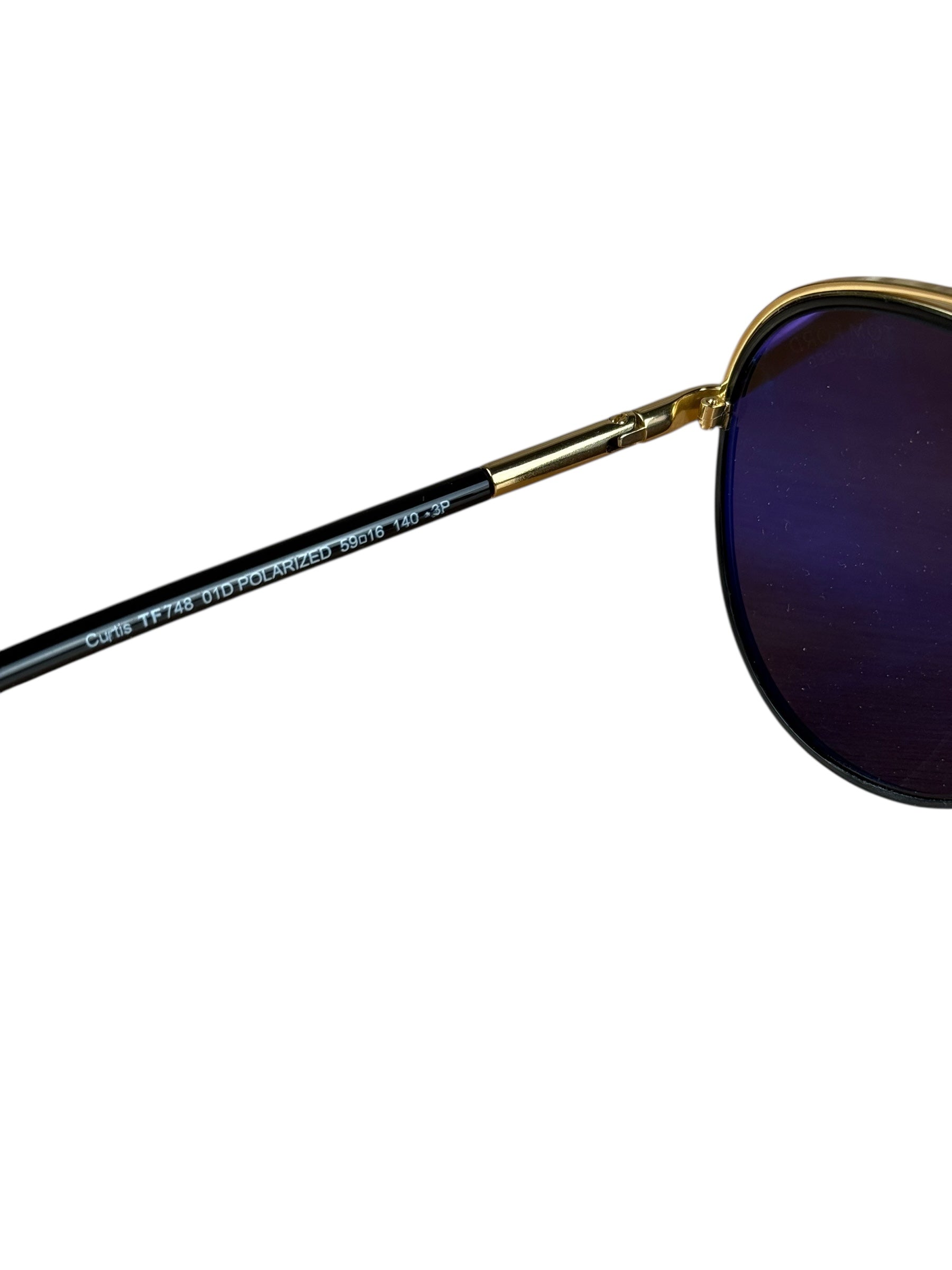Tom Ford Black/Gold Brow Frame Aviatior Sunglasses