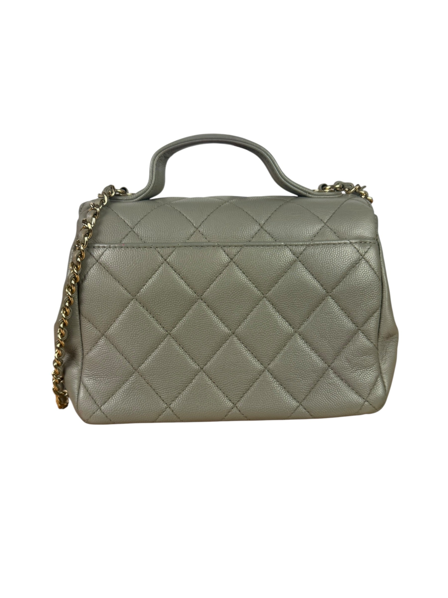 Chanel Grey Quilted Leather Mini Business Affinity Flap Bag 2019