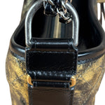 Chanel Metallic Gold/Black Leather Small Gabrielle Hobo Bag 1992