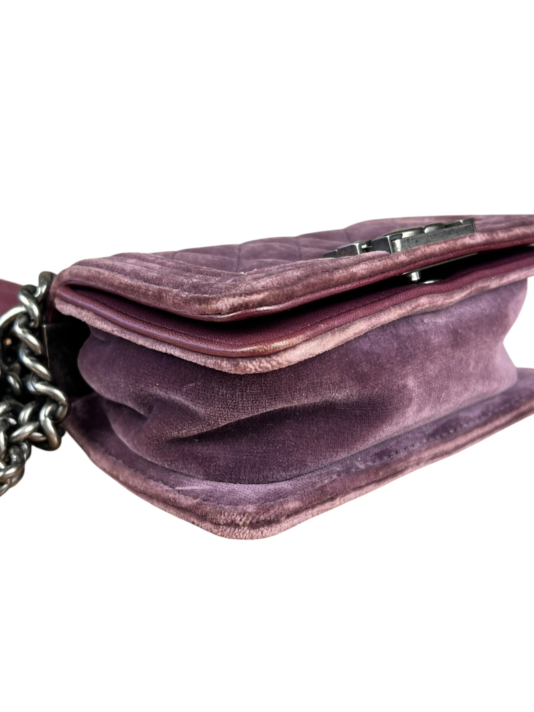 Chanel Purple Velvet Mini Boy Bag 2013