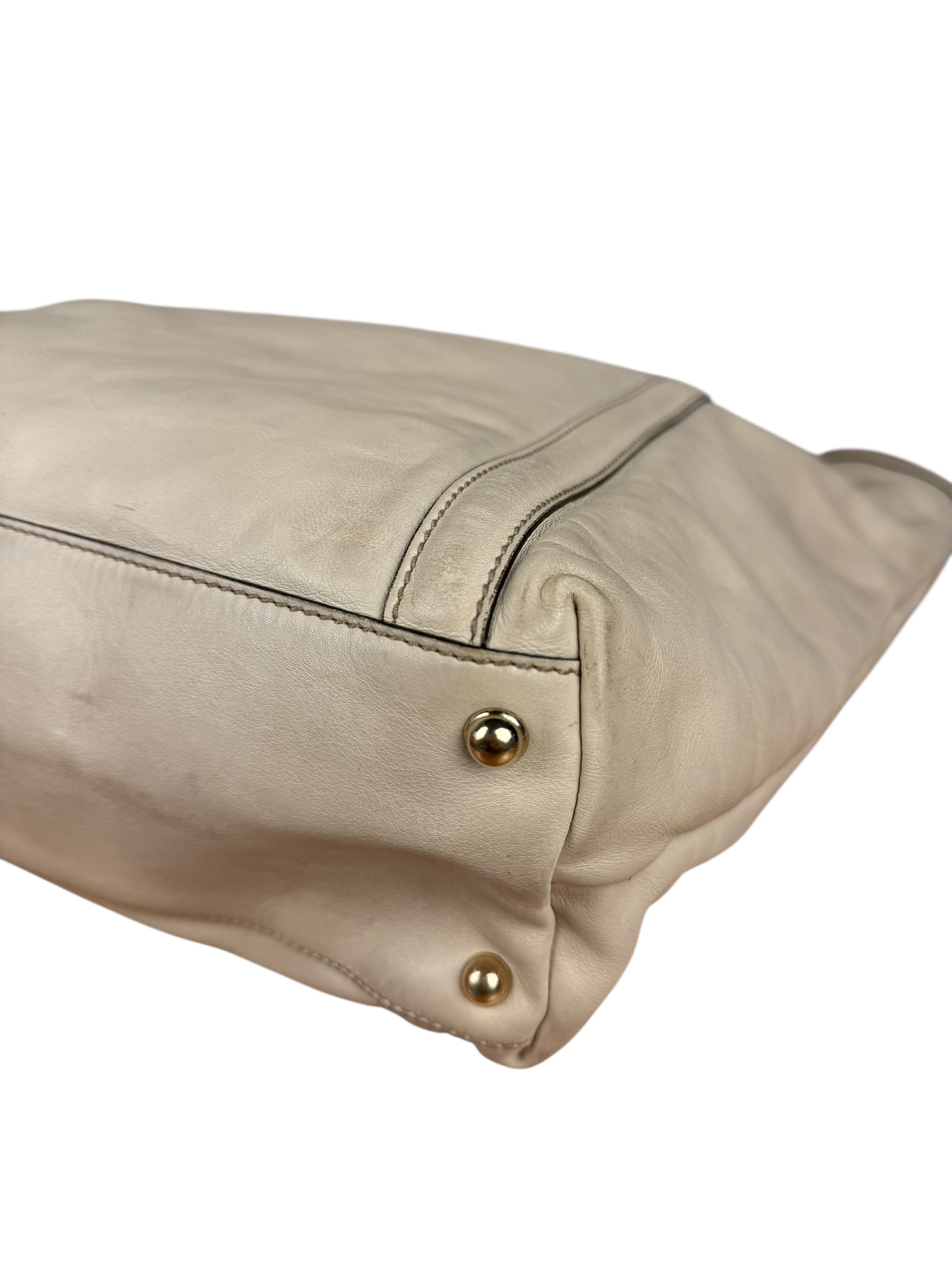 Gucci Britt Leather Tote Beige